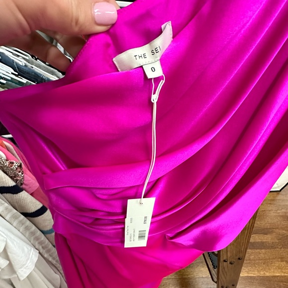 THE SEI - Off-The-Shoulder Silk Maxi Dress Pink - Picture 5 of 7